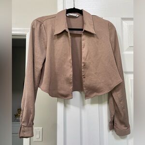 Zara cropped silky blouse